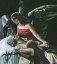 Picture of DYING OLD WOMAN WITH DEATH ANGEL AND A GIRL CRYING
