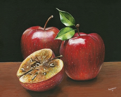 Picture of STILL-LIFE WITH THREE SHINY RED APPLES