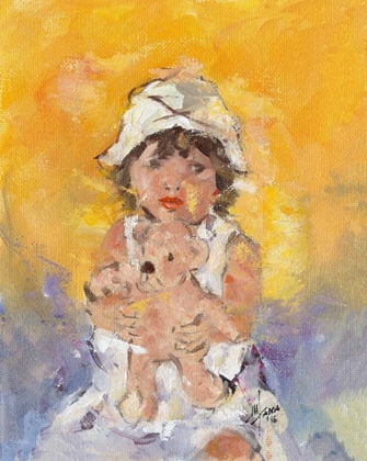 Picture of LITTLE GIRL WITH TEDDY BEAR YELLOW COLOR