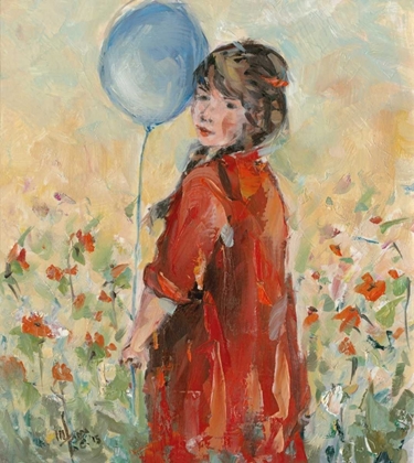 Picture of YOUNG GIRL WHIT BALLOON FLOWERY FIELD