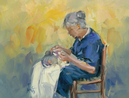 Picture of ELDERLY WOMAN EMBROIDERING