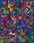 Picture of AMAZING MULTICOLOURED MEXICAN TAPESTRY ON BLUE BACKGROUND
