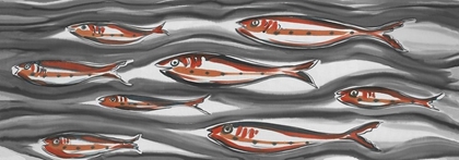 Picture of SWIMMING RED FISHES IN BLACK AND GREY SEA