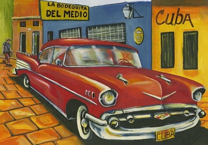 Picture of RED CAR IN CUBA