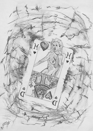 Picture of QUEEN OF HEARTS IN BLACK AND WHITE