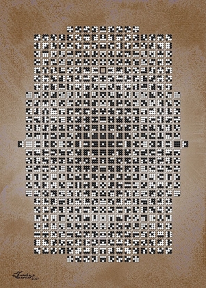 Picture of BLACK AND WHITE MOSAIS ON BROWN BACKGROUND