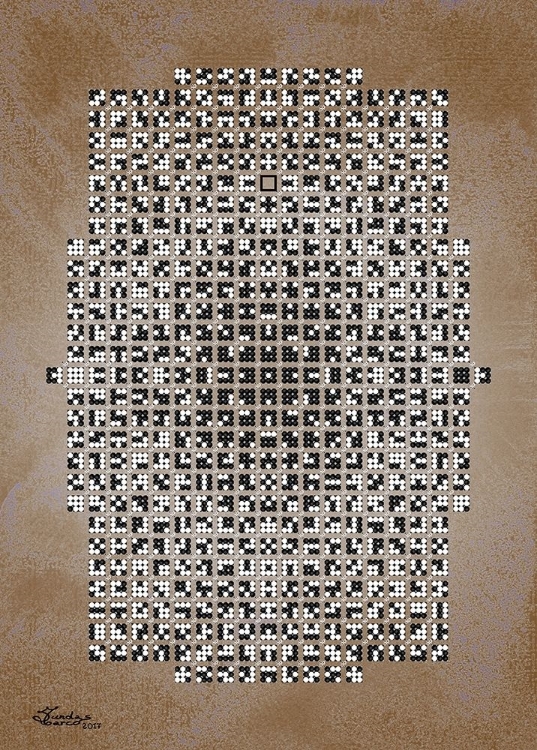 Picture of BLACK AND WHITE MOSAIS ON BROWN BACKGROUND