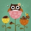 Picture of OWL SQUIRREL AND HEDGEHOG IN FLOWERS