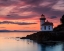 Picture of ORANGE SUNSET AT LIME KILN LIGHTHOUSE