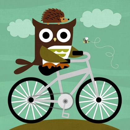 Picture of OWL AND HEDGEHOG ON BICYCLE