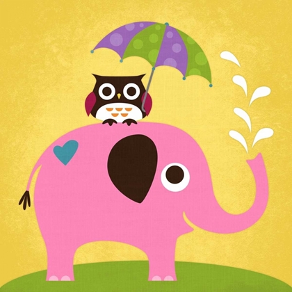 Picture of ELEPHANT AND OWL WITH UMBRELLA