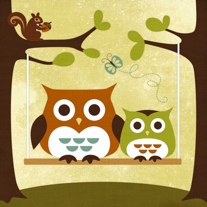 Picture of TWO OWLS ON SWING
