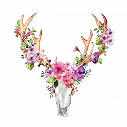 Picture of DEER SKULL WITH FLOWERS 