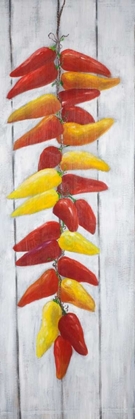 Picture of ROPE OF PEPPERS WITH WOOD BACKGROUND