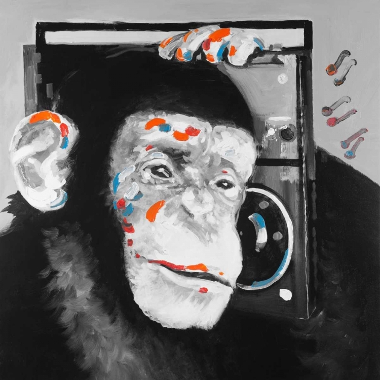 Picture of MONKEY LISTENING TO RADIO