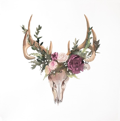 Picture of DEER SKULL WITH FLOWERS