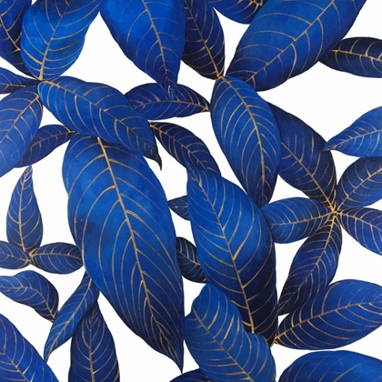 Picture of ABSTRACT MODERN BLUE LEAVES