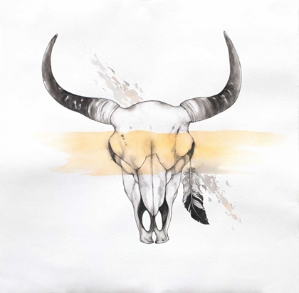 Picture of HEAD SKULL OF BULL IN WATERCOLOR