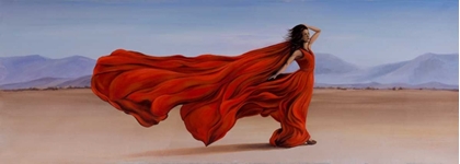 Picture of WOMAN RED DRESS IN THE DESERT