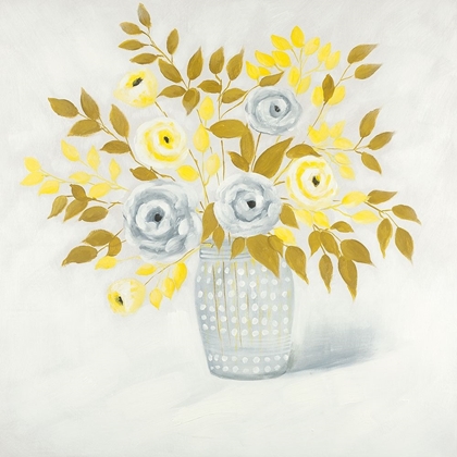 Picture of BLUE AND YELLOW FLOWERS IN A VASE