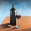Picture of BOTTLE OF BORDEAUX WITH WHINE GLASS