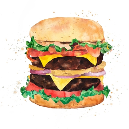 Picture of WATERCOLOR ALL DRESSED DOUBLE CHEESEBURGER