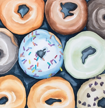 Picture of WATERCOLOR DOUGHTNUTS WITH ICING