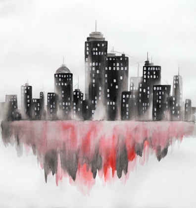 Picture of RED WATERCOLOR CITYSCAPE