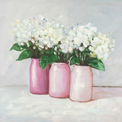 Picture of HYDRANGEA FLOWERS IN PINK VASES