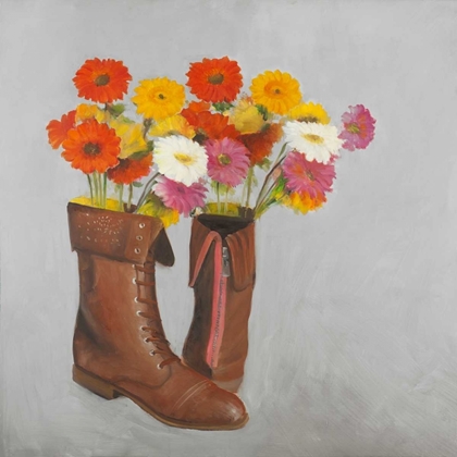 Picture of LEATHER BOOTS WITH DAISY FLOWERS