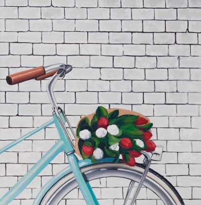 Picture of BICYCLE WITH A BOUQUET OF TULIPS