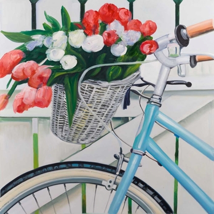 Picture of BICYCLE WITH TULIPS FLOWERS IN BASKET