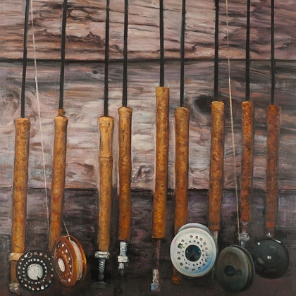 Picture of FISHING RODS ON WOOD