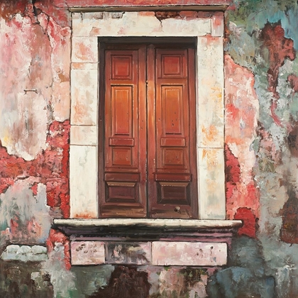 Picture of DOOR OF AN OLD RED BUILDING