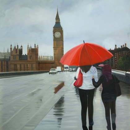 Picture of BRITISH UNDER UMBRELLA IN FRONT OF THE BIG BEN