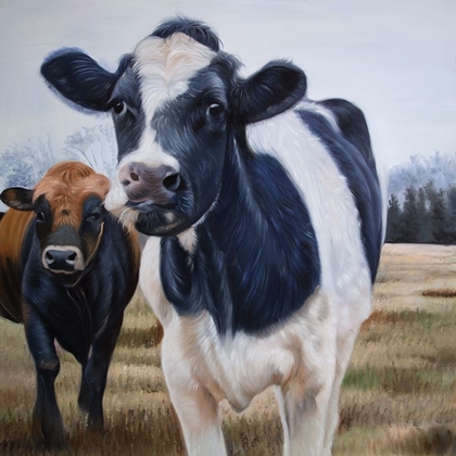 Picture of TWO COWS EATING GRASS