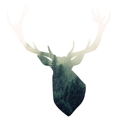 Picture of DEER HEAD WITH GREEN LANDSCAPE SHAPE