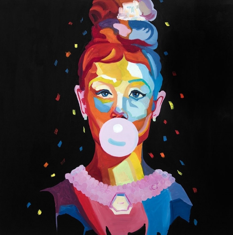 Picture of COLORFUL WOMAN PORTRAIT WITH BUBBLEGUM