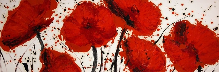 Picture of ABSTRACT PAINT SPLASH RED FLOWERS