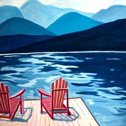 Picture of LAKE, DOCK, MOUNTAINS AND CHAIRS