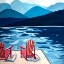 Picture of LAKE, DOCK, MOUNTAINS AND CHAIRS