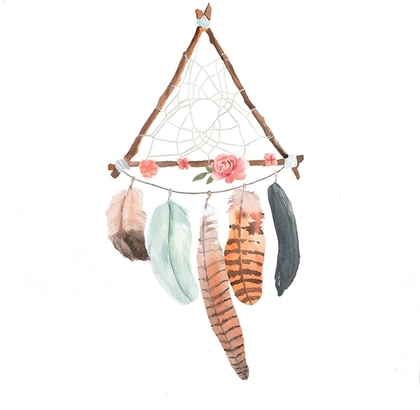 Picture of TRIANGULAR DREAM CATCHER WITH ROSES AND FEATHERS