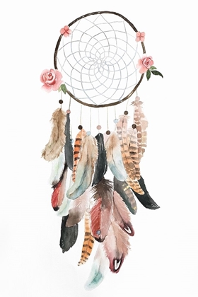 Picture of CIRCULAR DREAM CATCHER WITH ROSES AND FEATHERS