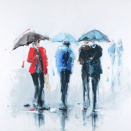 Picture of THREE PEOPLE AND THEIR UMBRELLA