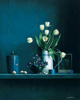 Picture of STILLIFE IN BLUE WITH TULIPS