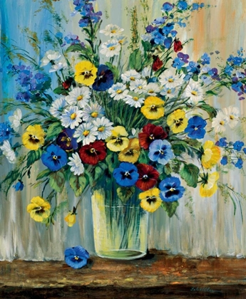 Picture of A VASE WITH PANSIES