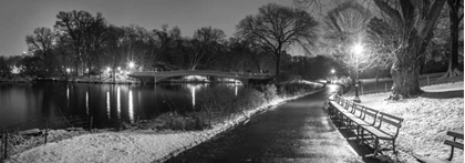 Picture of PATH IN CENTAL PARK AT NIGHT, WINTER, SNOW, NEW YORK.