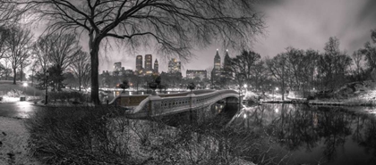 Picture of CENTRAL PARK BOW BRIDGE WITH MANHATTAN SKYLINE, NEW YORK