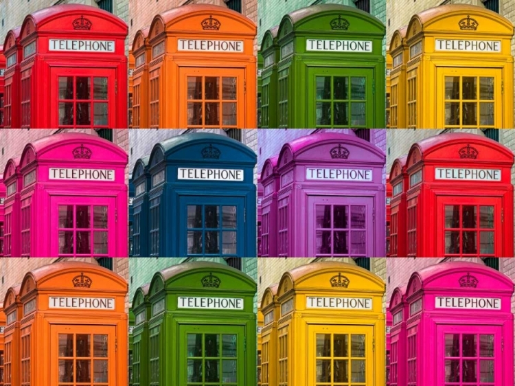 Picture of MUTI COLOURED TELEPHONE BOXES