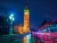Picture of BIG BEN AND WESTMINSTER BRIDGE WITH STRIP LIGHTS AT NIGHT, LONDON